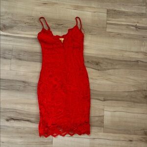 Elegant Red Lace Dress